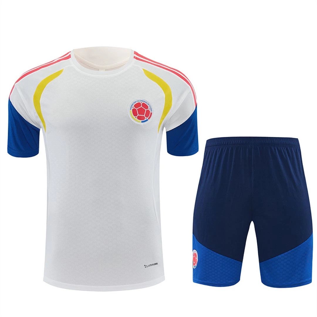 2026 Colombia White and Blue Arm Training Set Short Sleeve