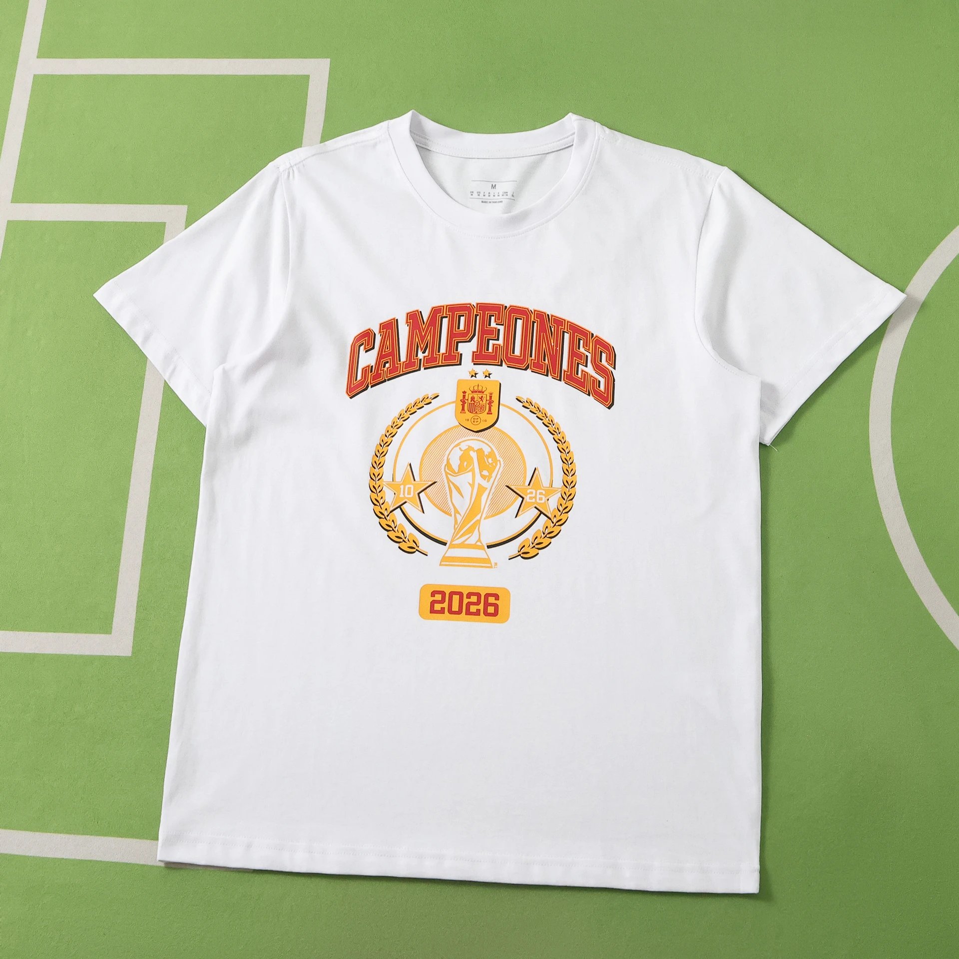 2026 Spain White 26 Championship Pure Cotton T-Shirt