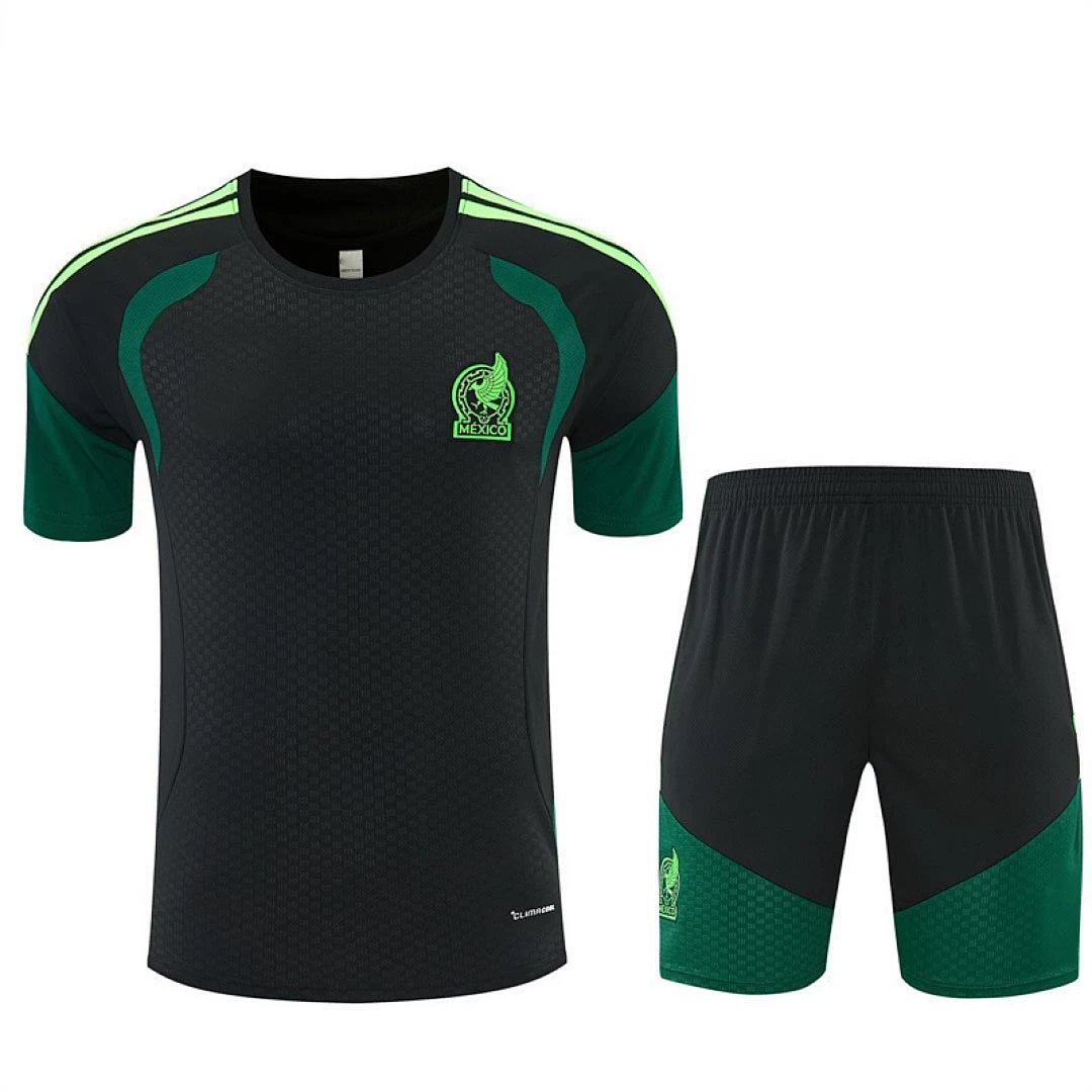 2026 Mexico Black Green Arm Training Jersey Set Short Sleeve