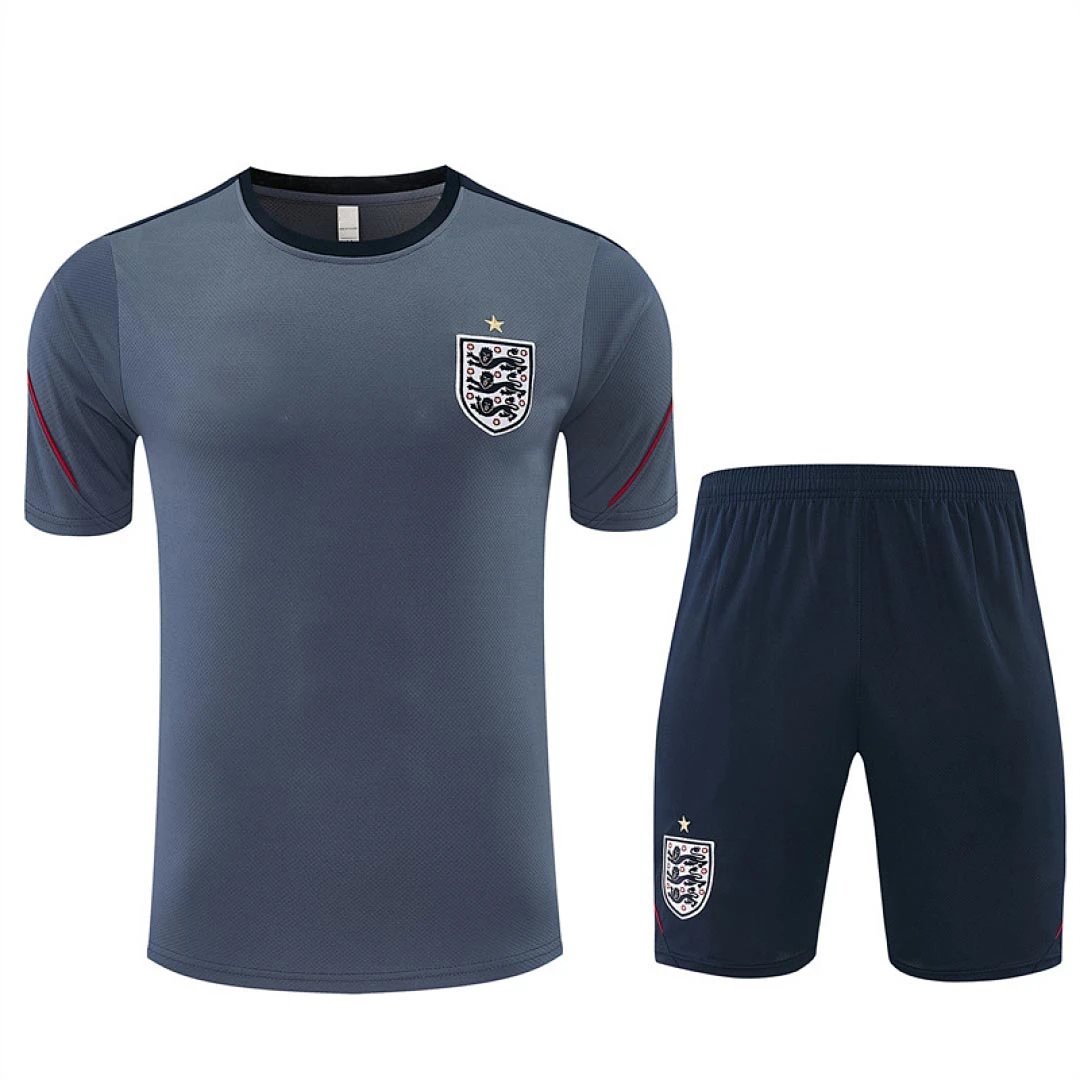 2026 England Gray Short Sleeve Training Suit Set