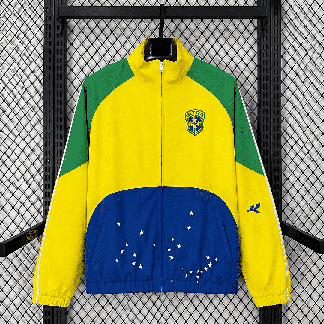 2026 Brazil Yellow Blue Green Shoulder Collaboration Trench Coat