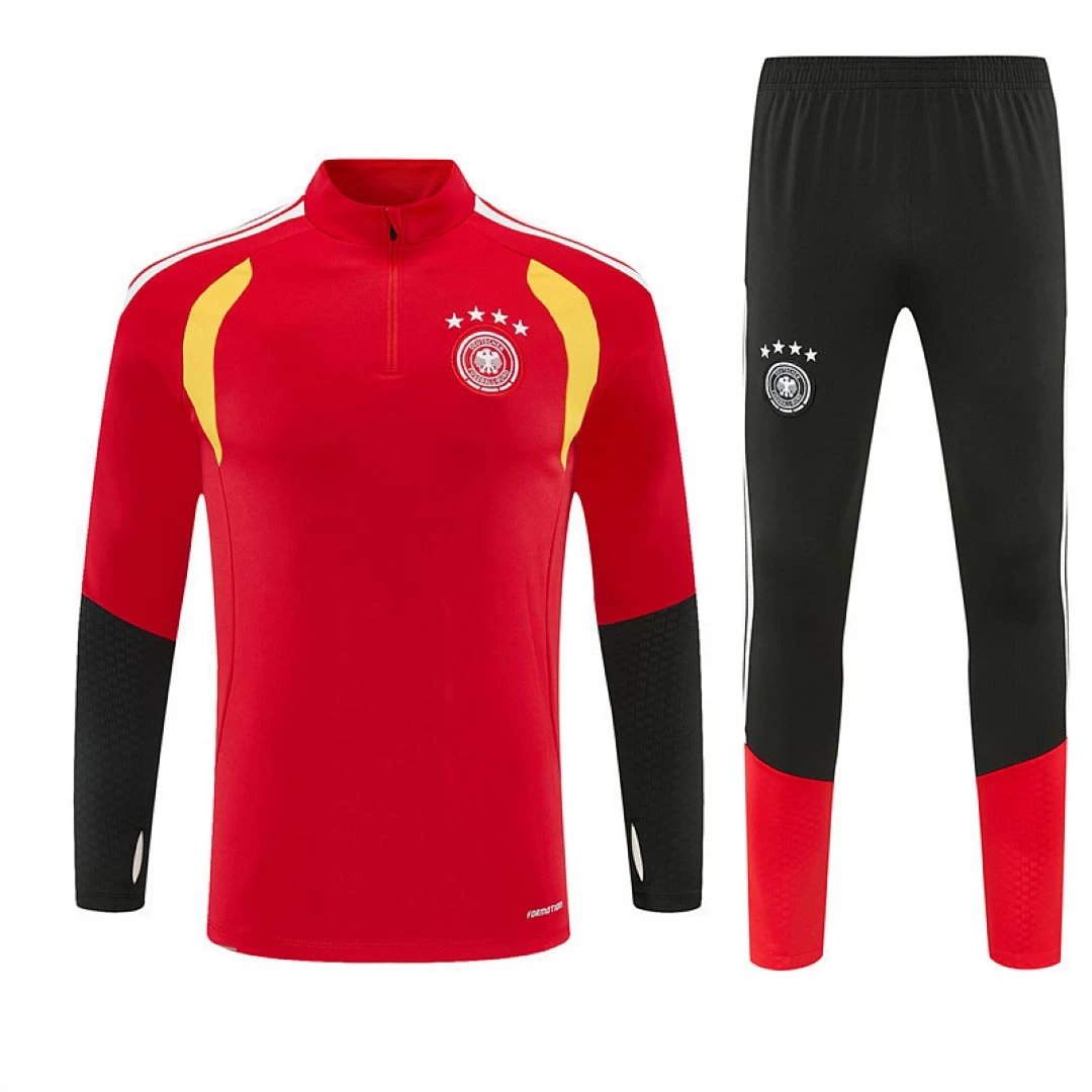 2026 Germany Red Black Arm Training Half-Zip Tracksuit