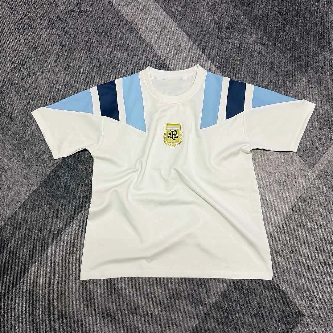 2026 Argentina White and Blue Shoulder Casual T-Shirt