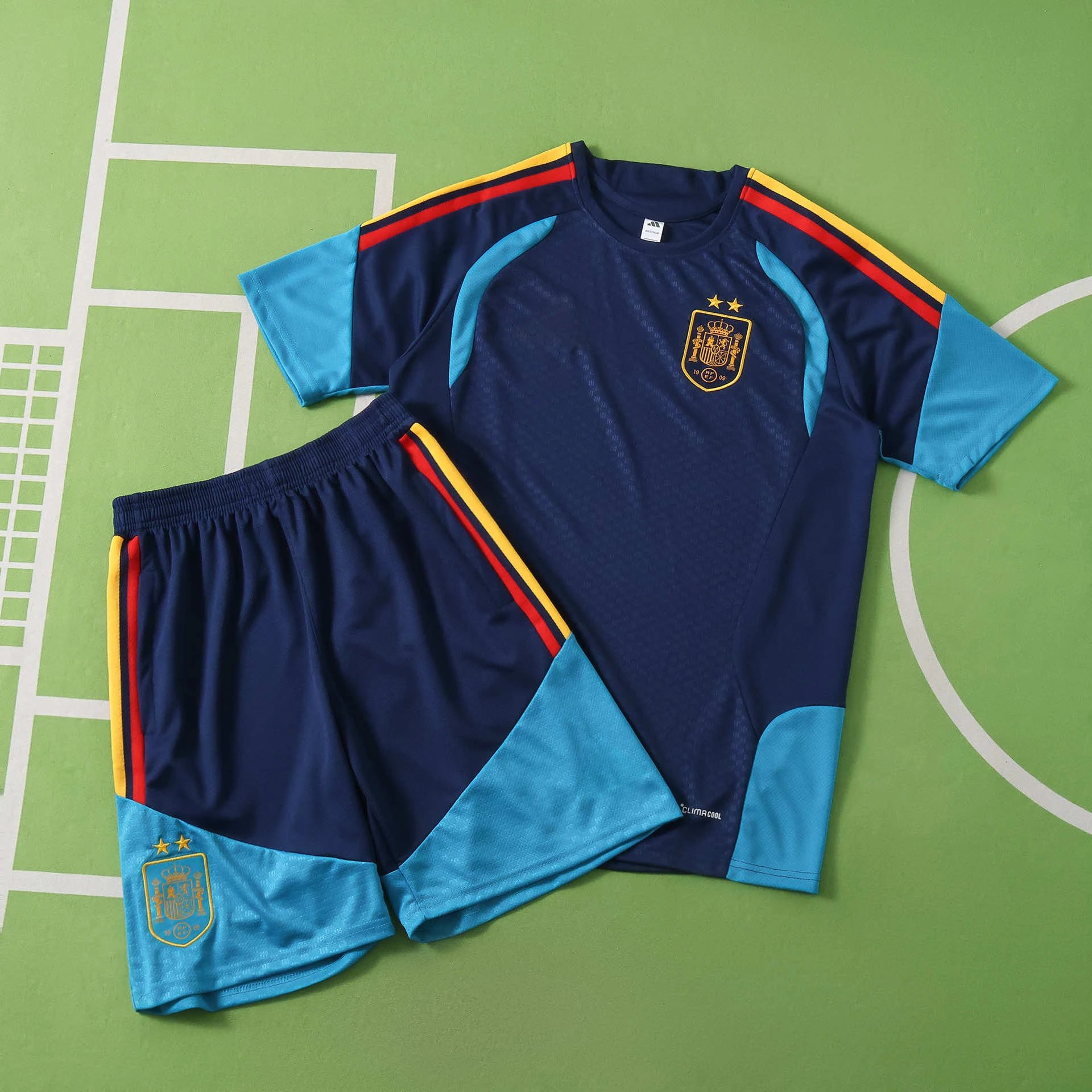 2026 Spain Deep Blue Training Kit Set Short Sleeve Two Star