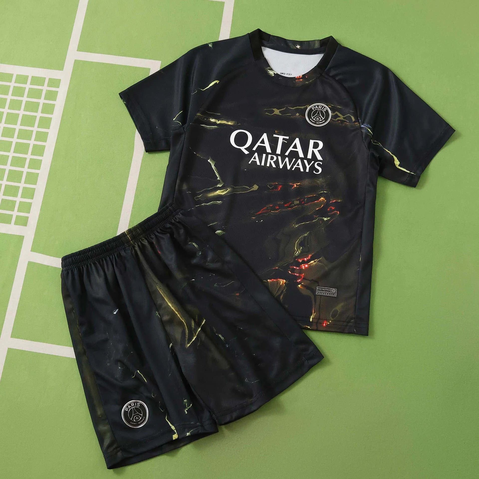 2526 Paris Saint-Germain Black Luminous Edition Kids' Apparel (Please note customization info in your order; messages will not be counted)