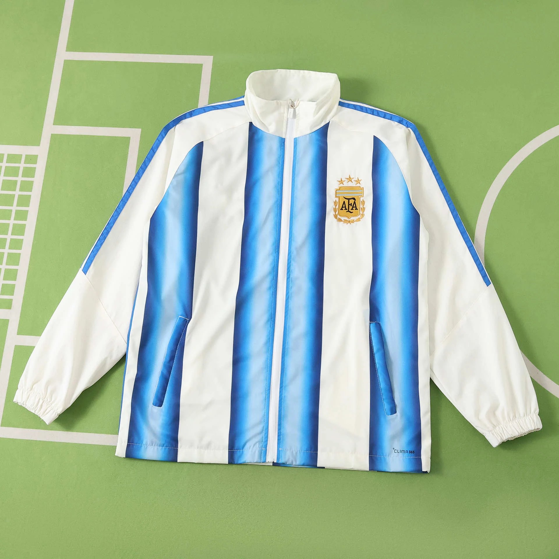 2026 World Cup Argentina Blue and White Striped Jacket Set (Please note customization information when placing the order, messages are not included)