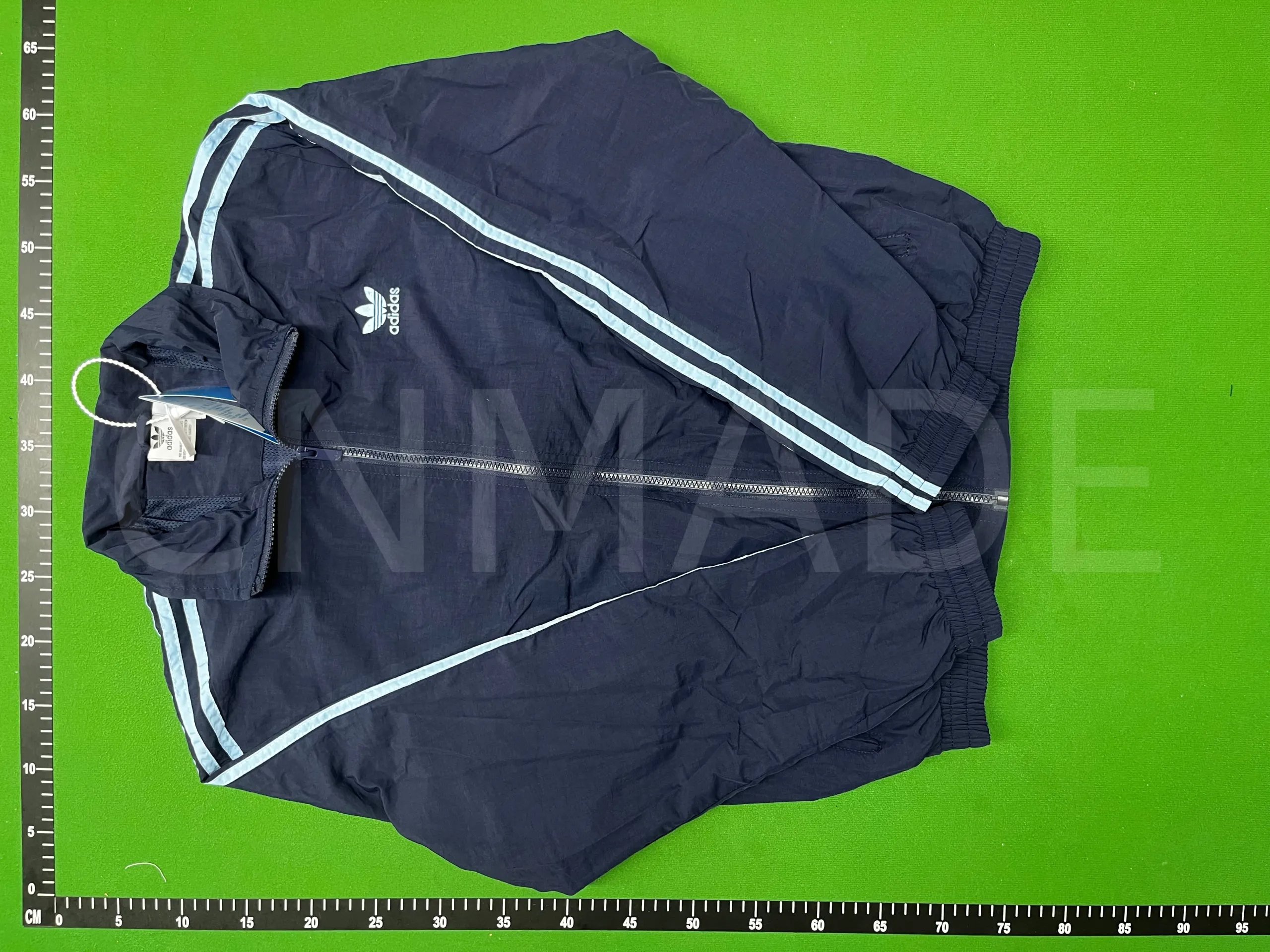 Adidas Originals Windbreaker Navy Blue with Light Blue Stripes Jacket Outerwear - 14