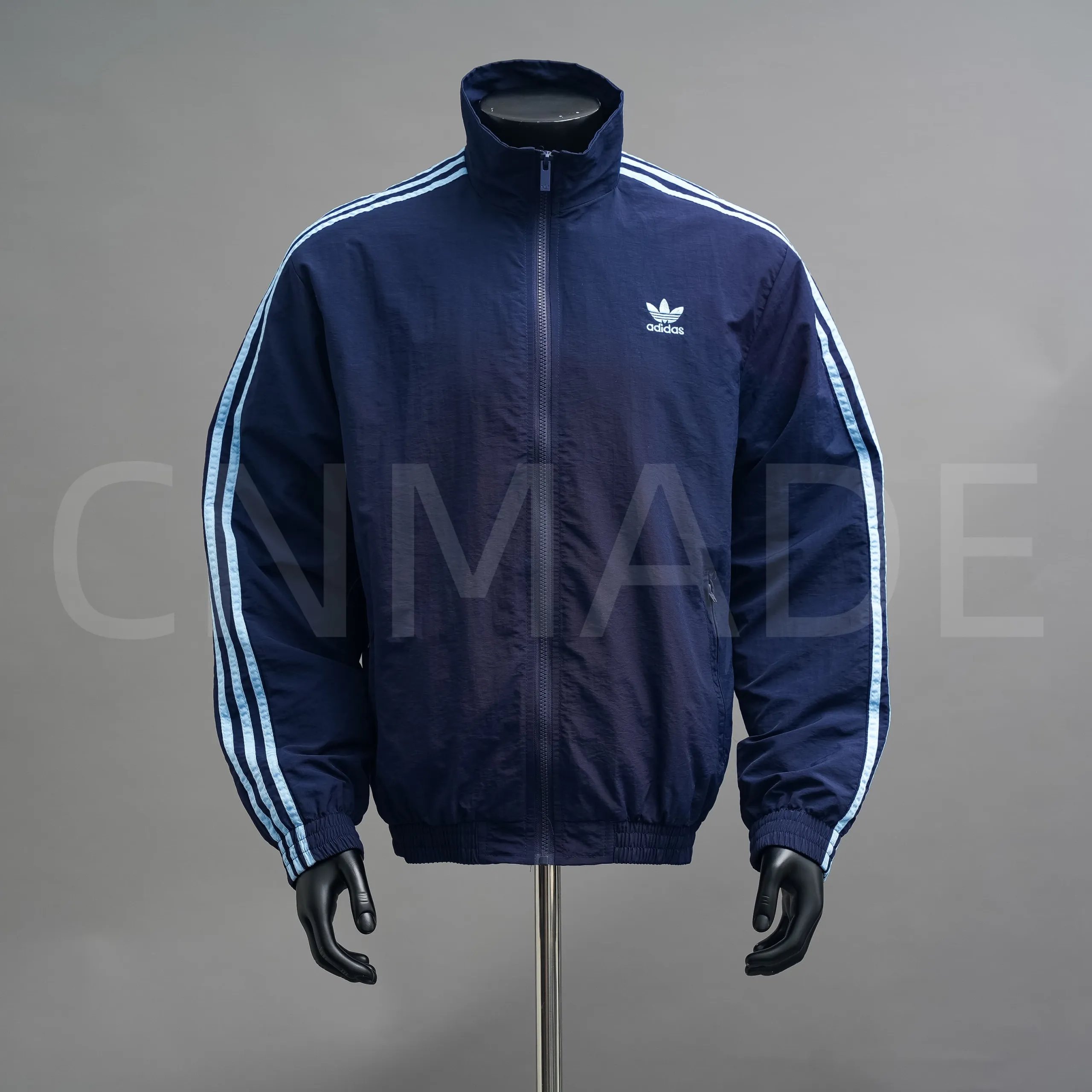 Adidas Originals Windbreaker Navy Blue with Light Blue Stripes Jacket Outerwear - 31
