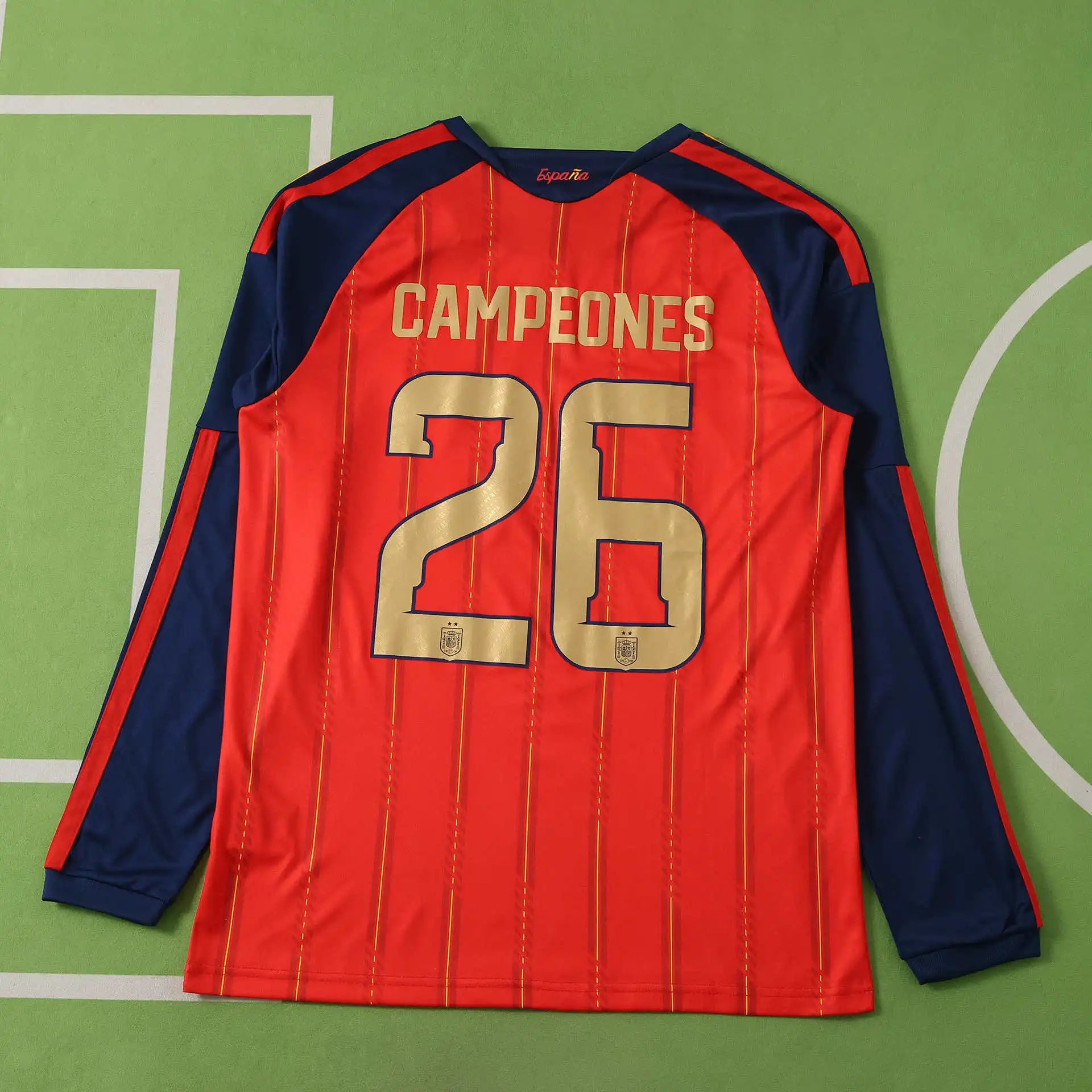 2026 Spain Home 26 Champions Long Sleeve Thai Version Two Stars