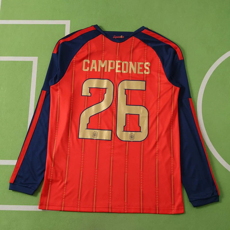 2026 FIFA World Cup Spain home champion Long sleeves Fan version  two  star