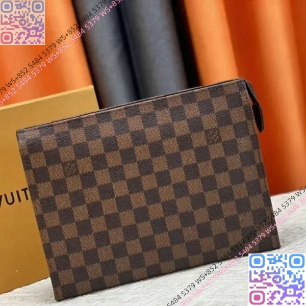Louis Vuitton Damier Ebène Canvas Pochette Document Clutch Clutches - 1