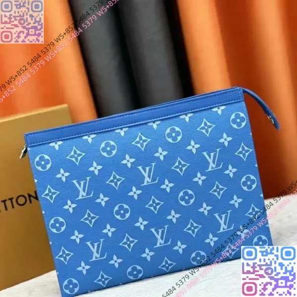 Louis Vuitton Monogram Canvas Blue Pouch Clutch Clutches - 1