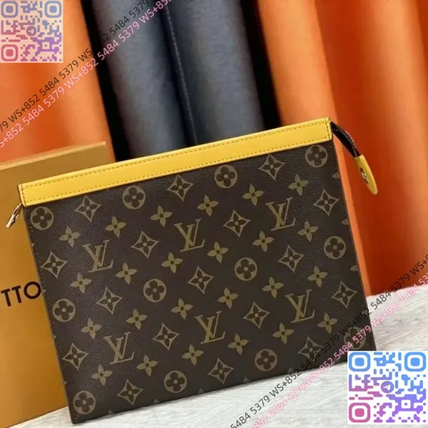 Louis Vuitton Monogram Canvas Pochette Accessoires Yellow Trim Clutch Clutches - 1
