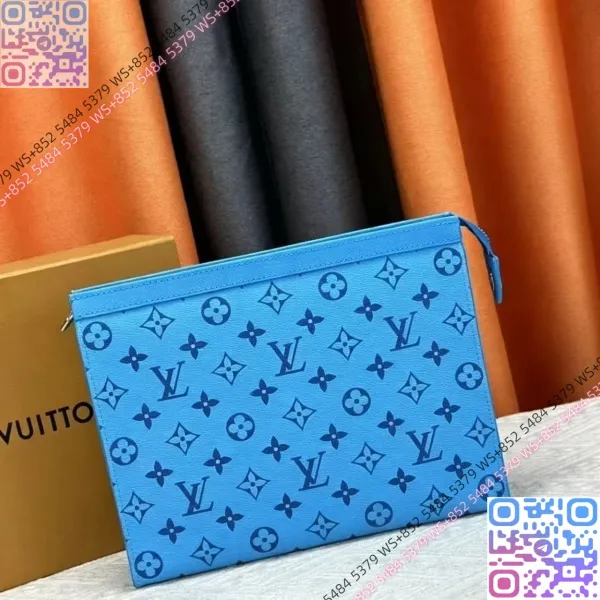 Louis Vuitton Monogram Canvas Blue Pouch Clutch Clutches - 1