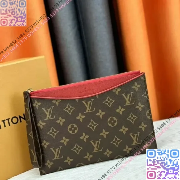 Louis Vuitton Monogram Pochette Métis Clutch in Brown with Red Interior Clutches - 1