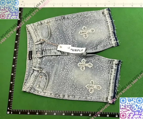 Amiri Distressed Logo Denim Shorts Light Wash - 11