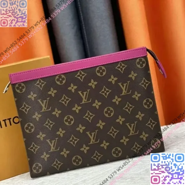 Louis Vuitton Monogram Pochette Accessoires Pink Trim Clutch Clutches - 1