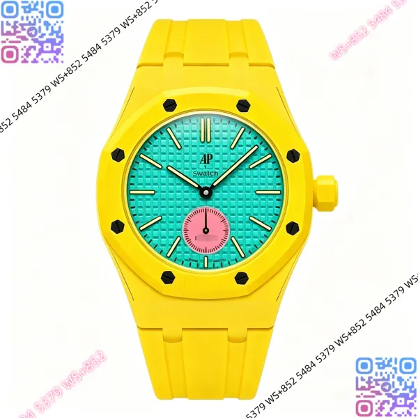 Audemars Piguet x Swatch Bioceramic Chronograph Yellow Turquoise Pink Watch Watches - 1