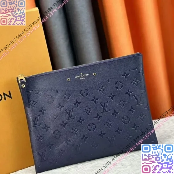 Louis Vuitton Monogram Empreinte Clutch Navy Blue Clutches - 1
