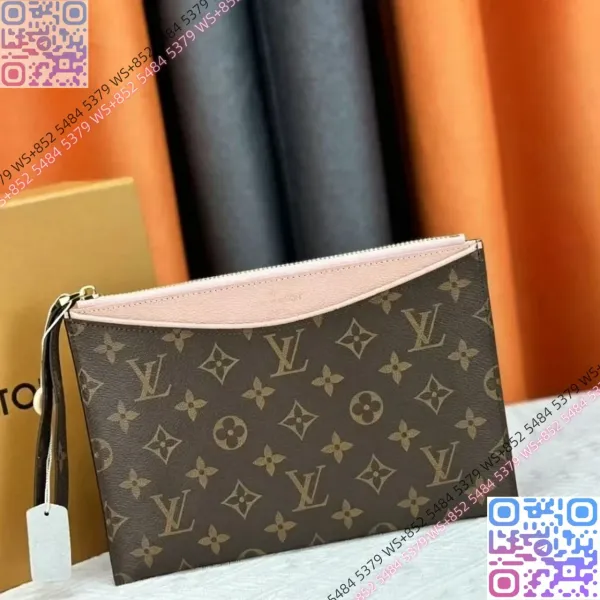 Louis Vuitton Monogram Pochette Métis Clutch in Brown with Pink Interior Clutches - 1