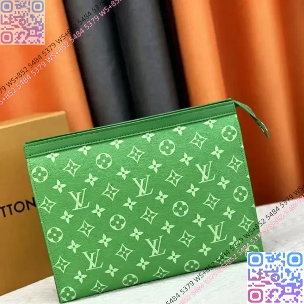 Louis Vuitton Monogram Neon Green Pouch Clutch Clutches - 1