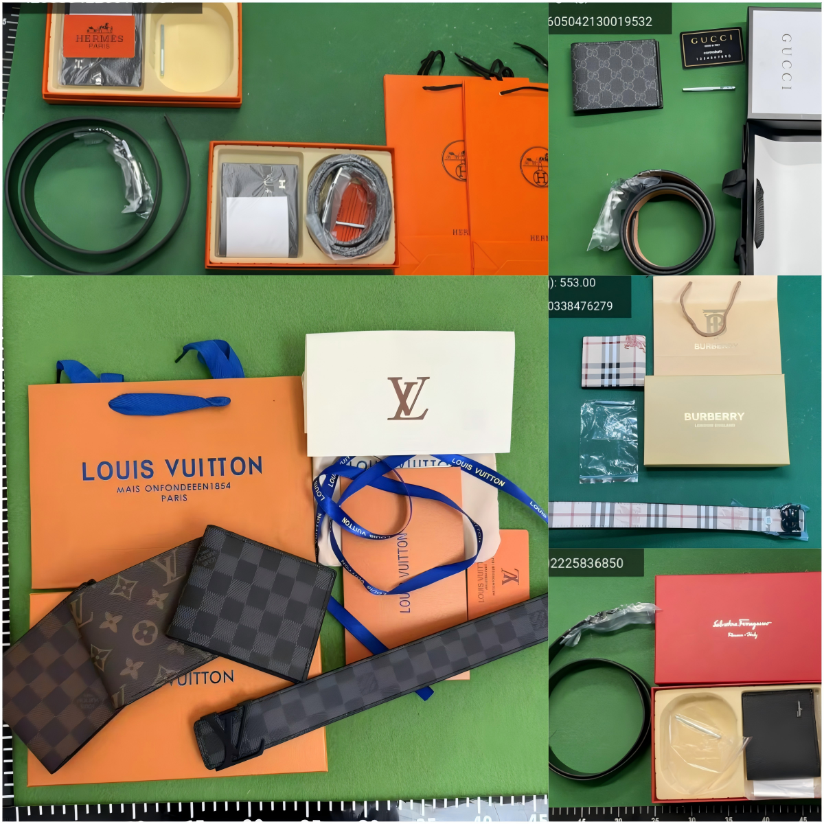 XW07- Collection of multiple brand gift boxes, wallets, and belts WS+8615259350897