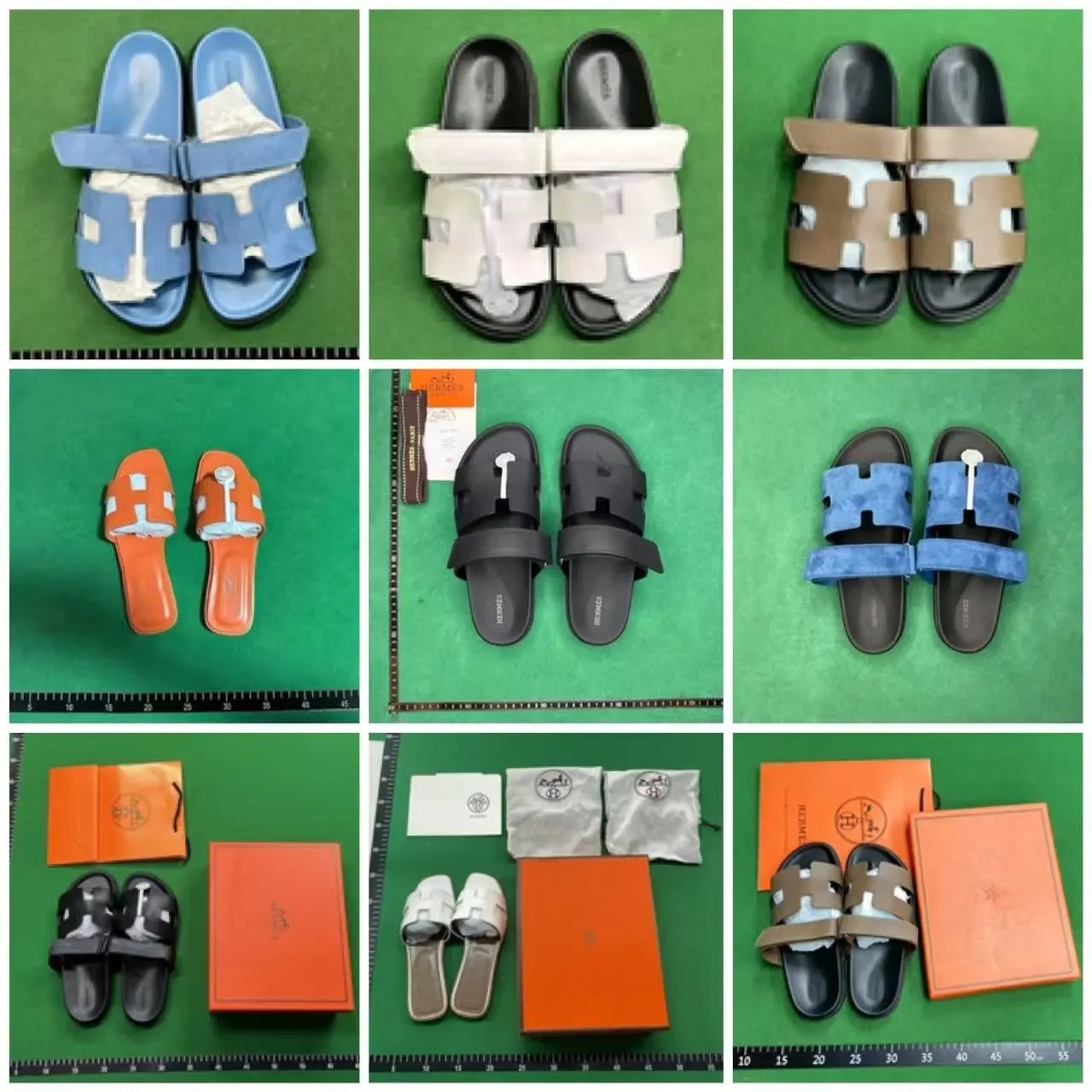 H slippers flat bottom with Velcro straps outer sandals genuine leather half slippers couple beach shoes