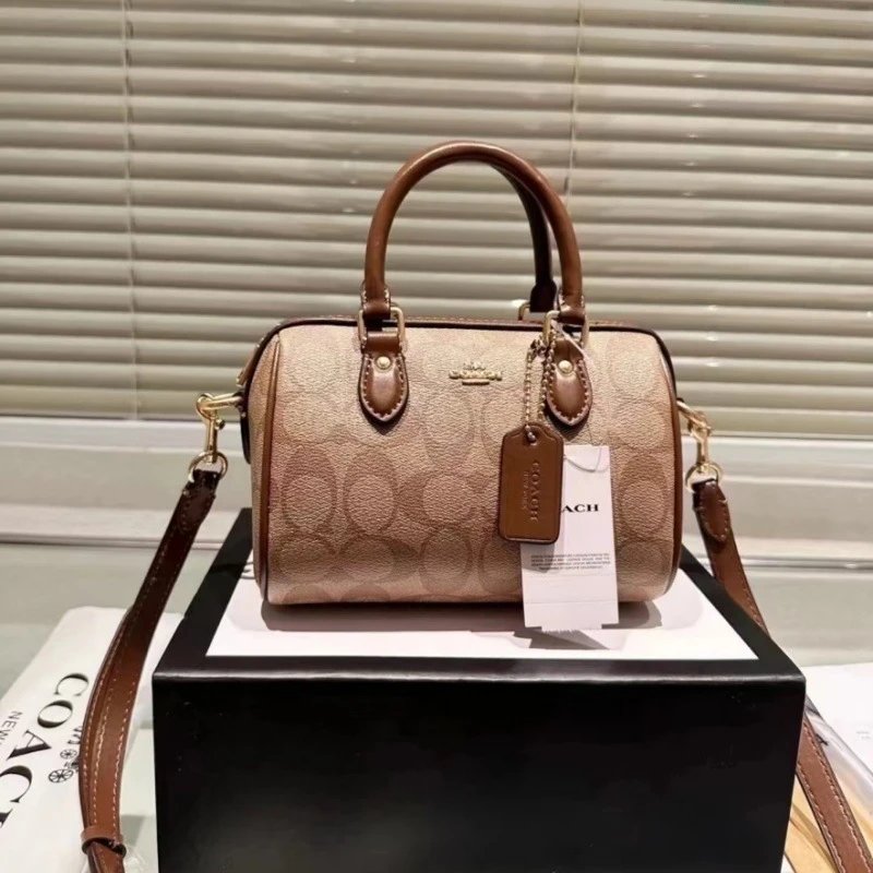 Coach Handbags Signature canvas satchel with detachable shoulder strap — 03 Brown (gift box packaging)
