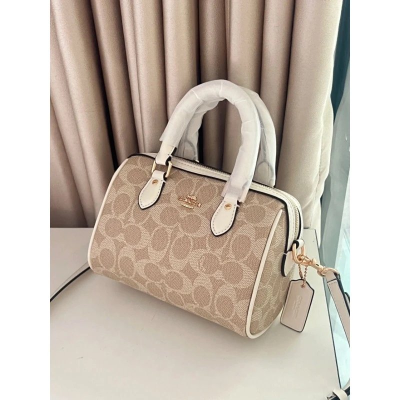 Coach Handbags Signature canvas satchel with detachable shoulder strap — 08 Vanilla White (gift box packaging)