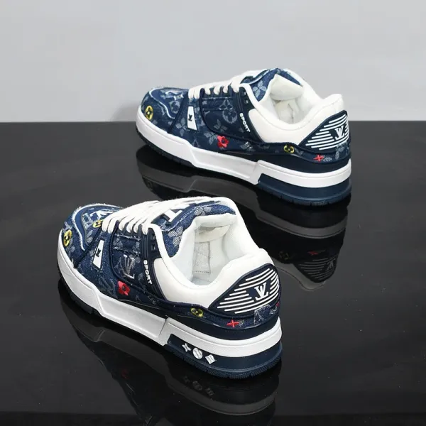 Louis Vuitton Trainer Sneakers Navy Denim Monogram Print Sneakers - 1