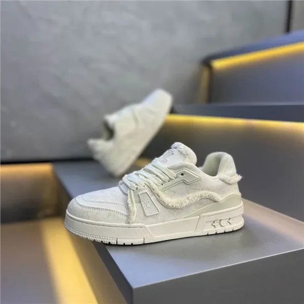 Louis Vuitton Archlight Sneakers White Monogram Denim with Shearling Trim - 1