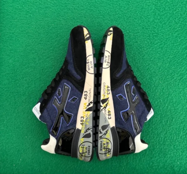Premiata X-433 Black and Beige Suede Sneakers - 6