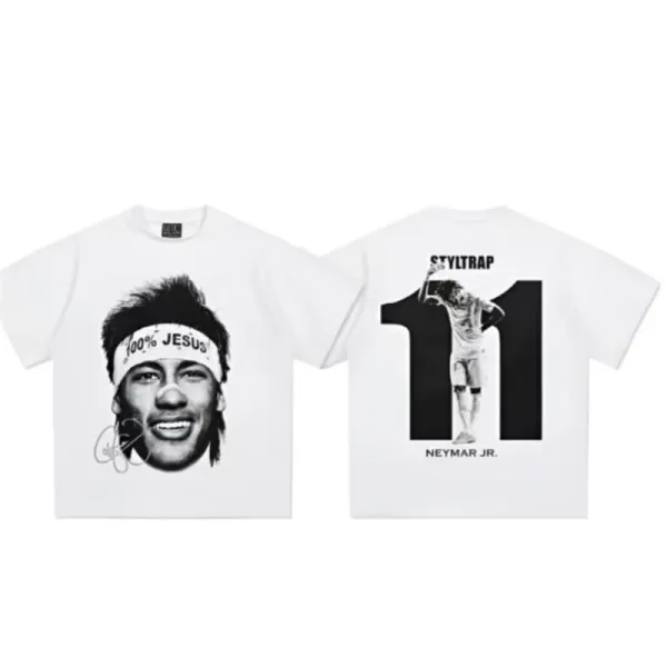 Design STYLTRAP Neymar Jr. '100% Jesus' Graphic T-Shirt White T-Shirts - 1