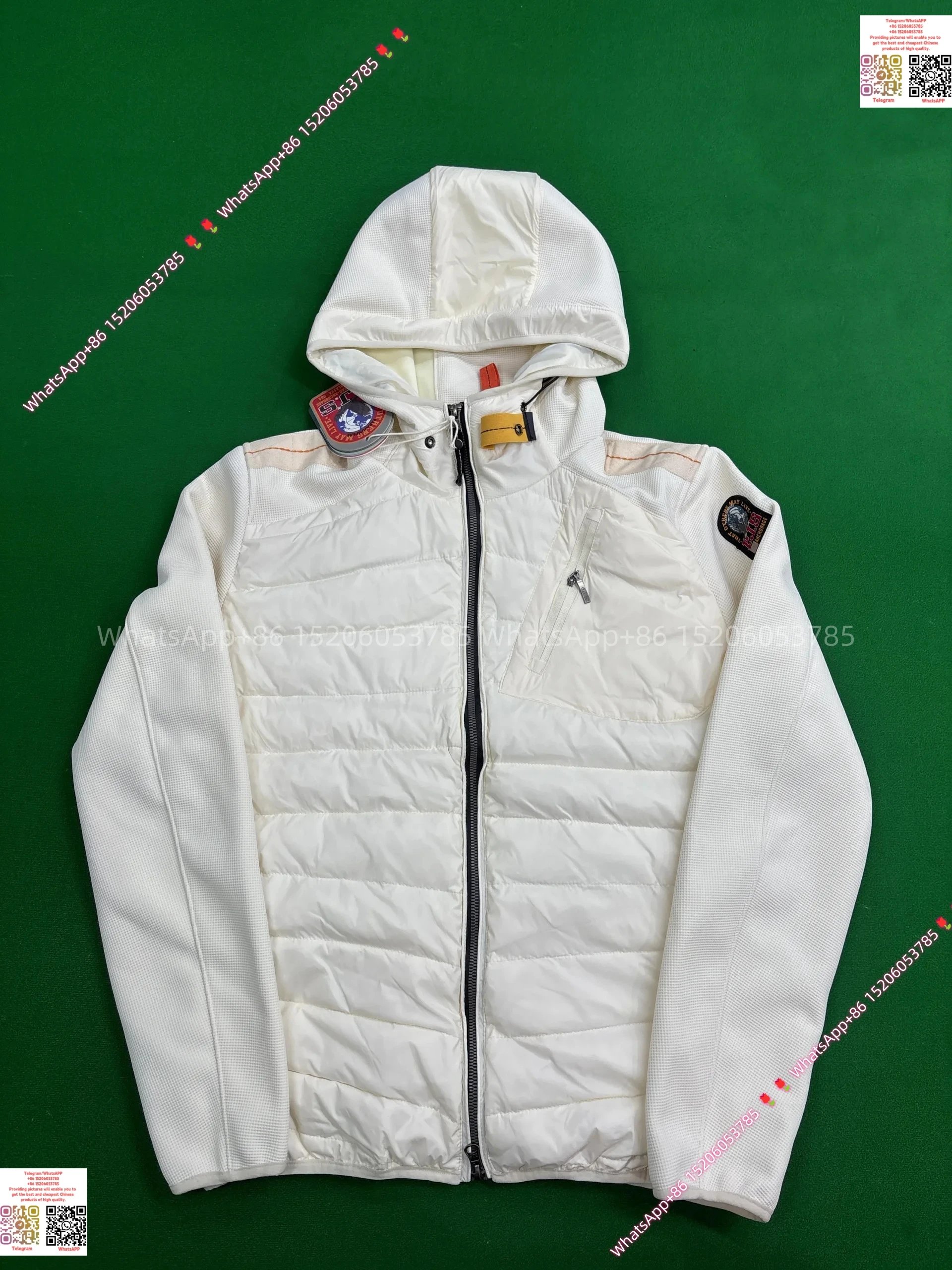 PJS Hooded Patchwork Cardigan-White