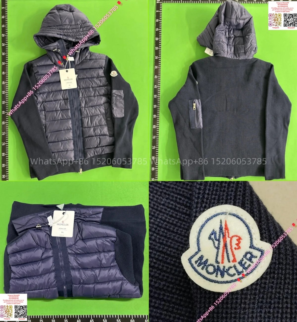 Moncler Hooded Knit Cardigan-Navy Blue