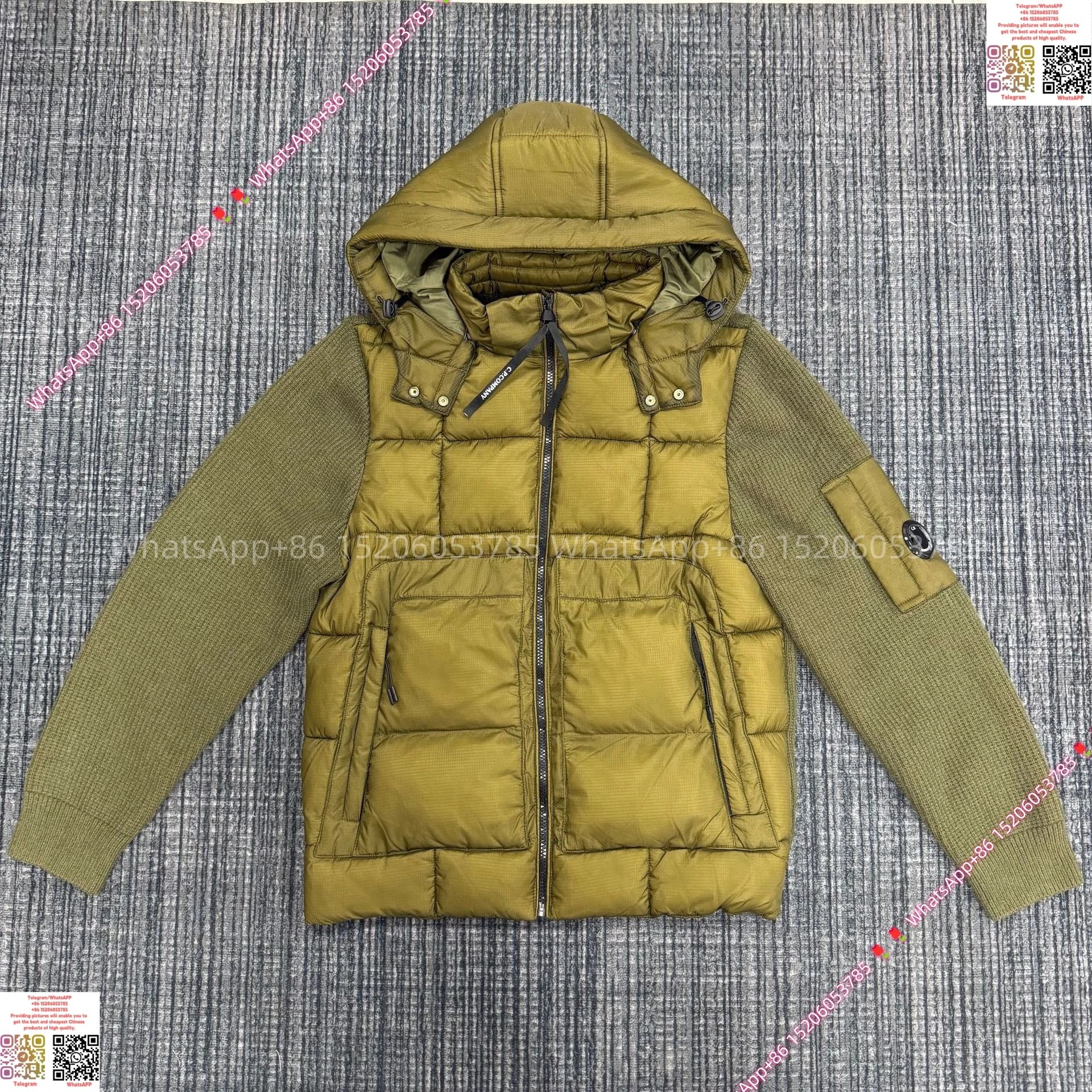 CP Hooded Knit Cardigan-Army Green