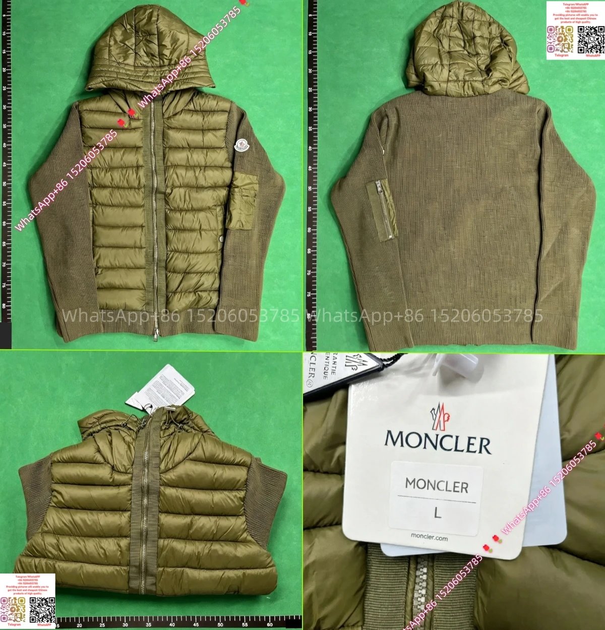 Moncler Hooded Knit Cardigan-Army Green