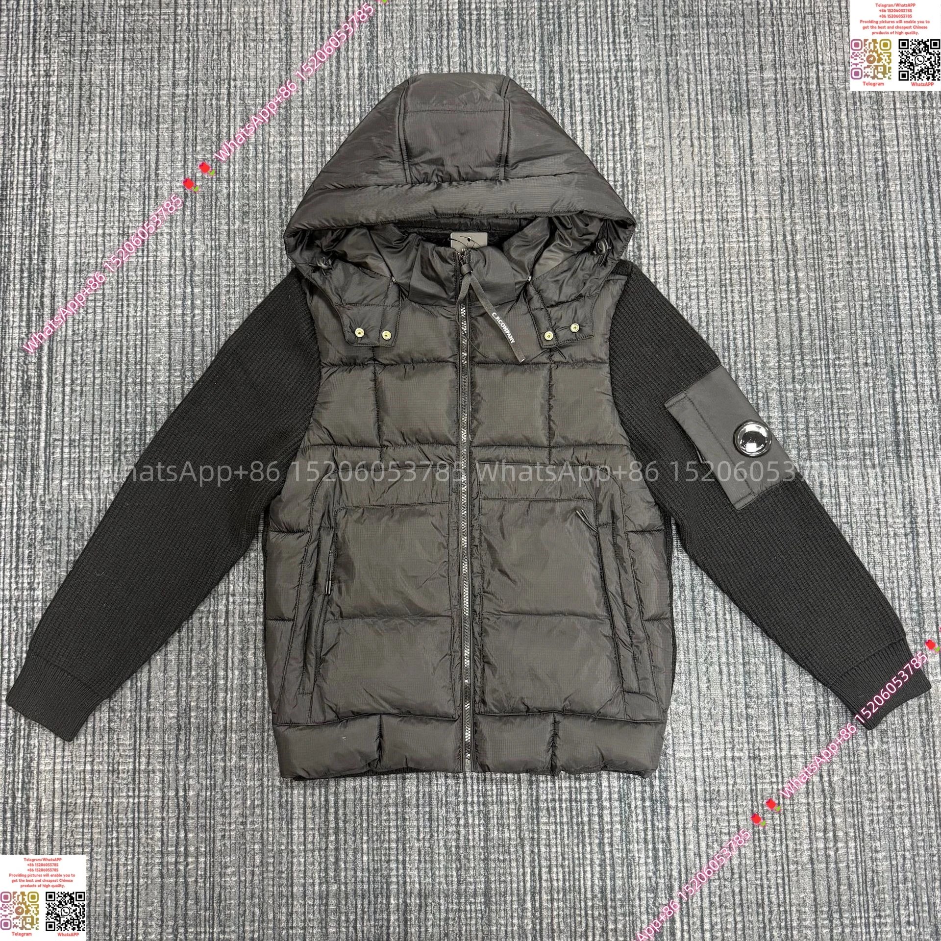 CP Hooded Knit Cardigan-Black