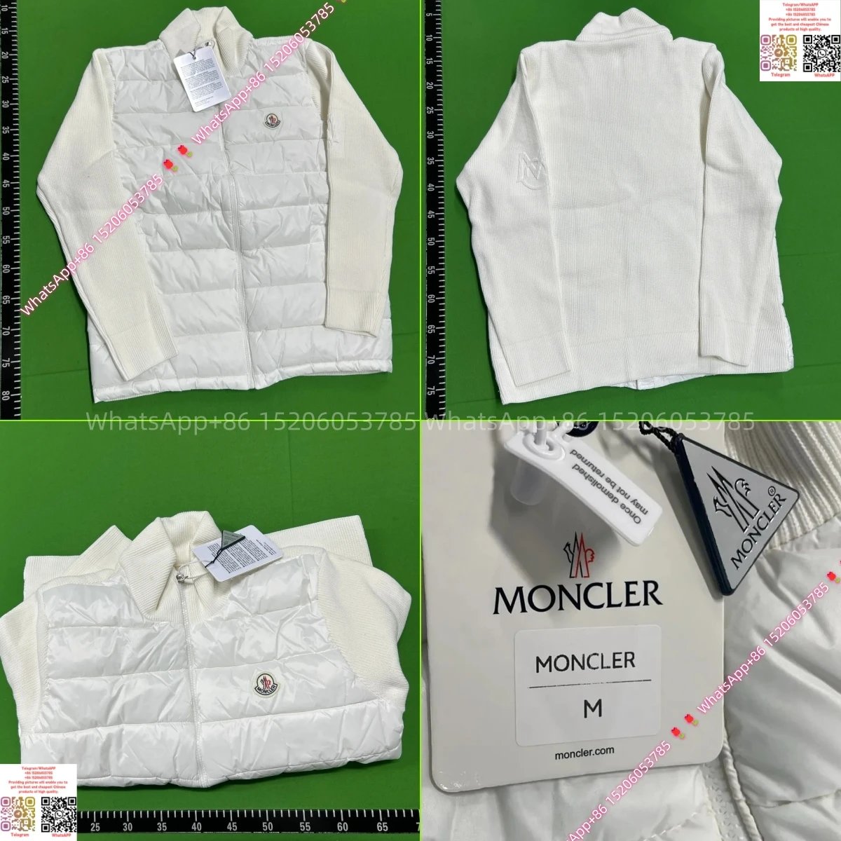 Moncler Knit Cardigan Chest Badge-White