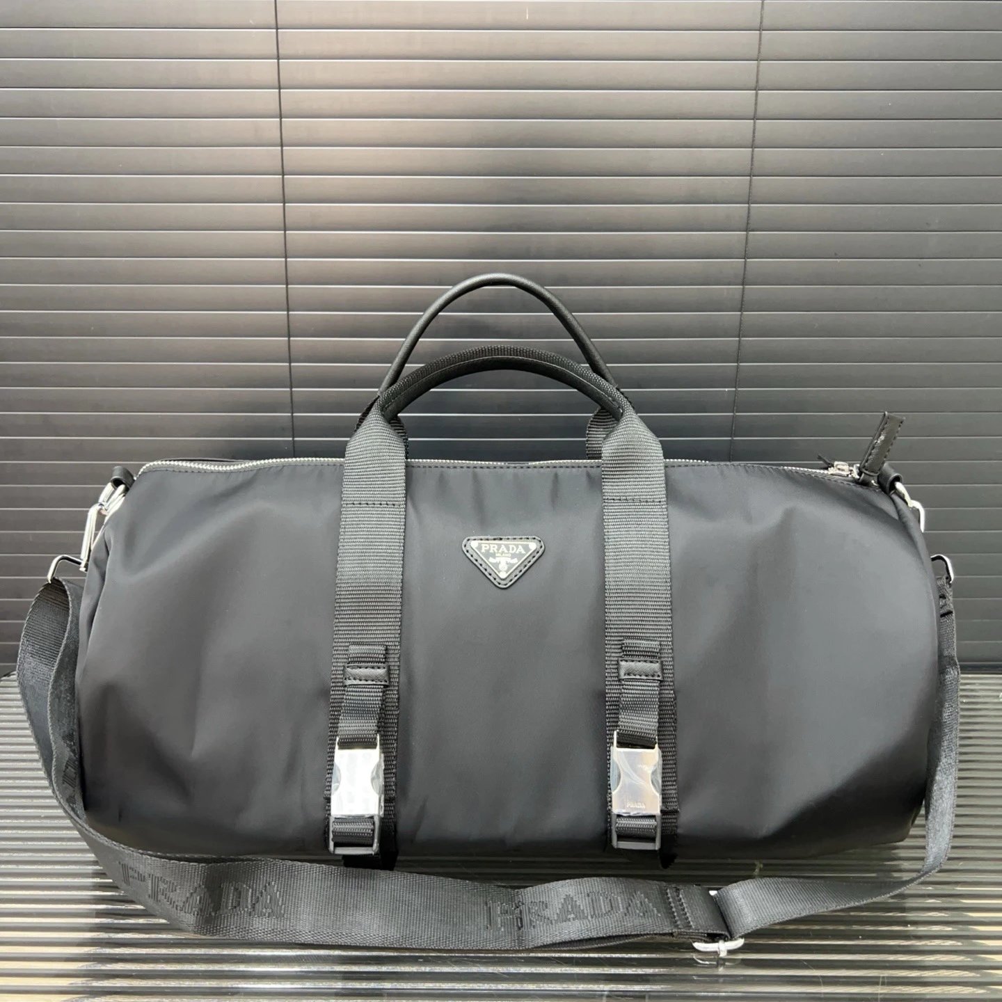 Prada Re-Nylon Duffle Bag Black Travel Bag - 1