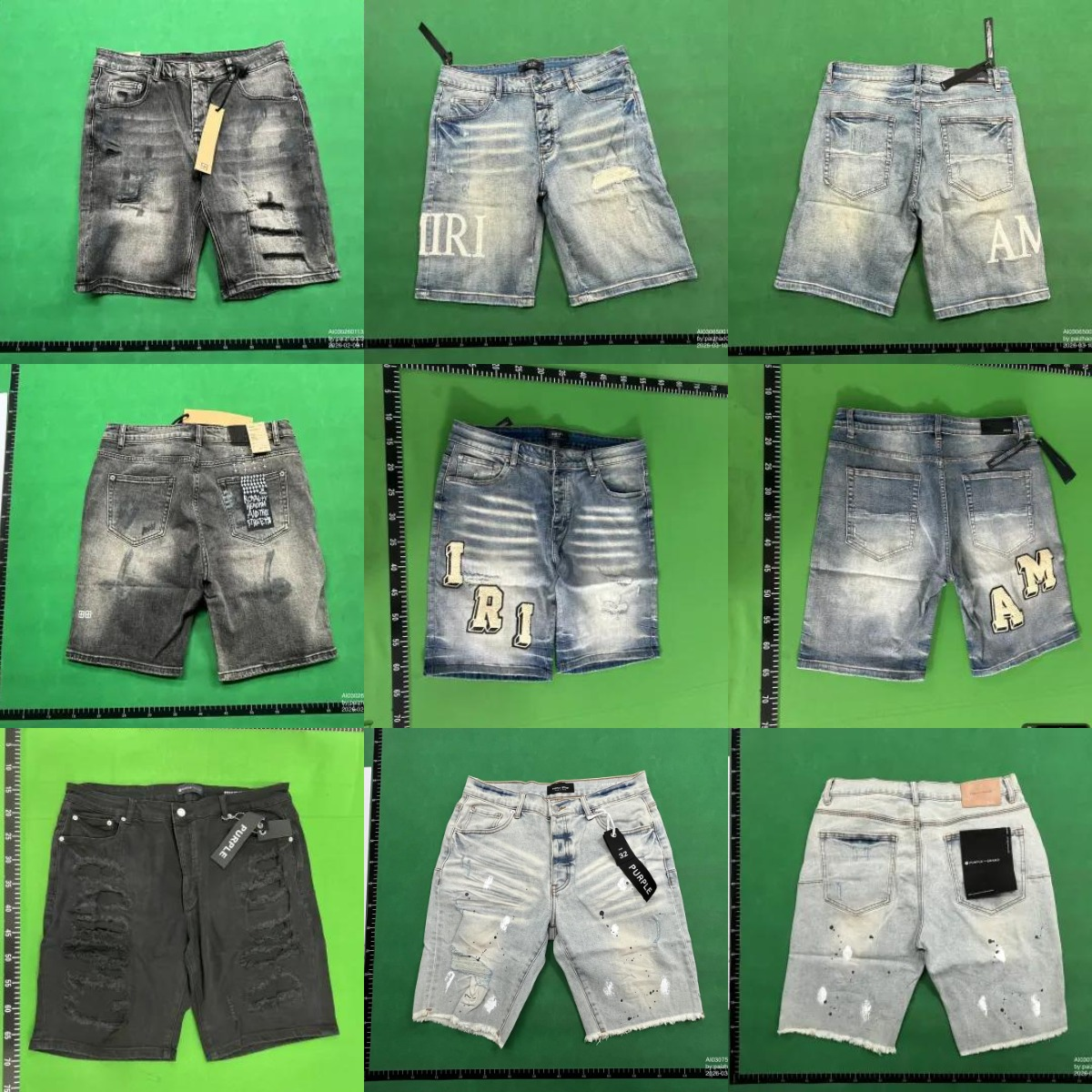 Ripped patch splash ink retro washed jeans shorts