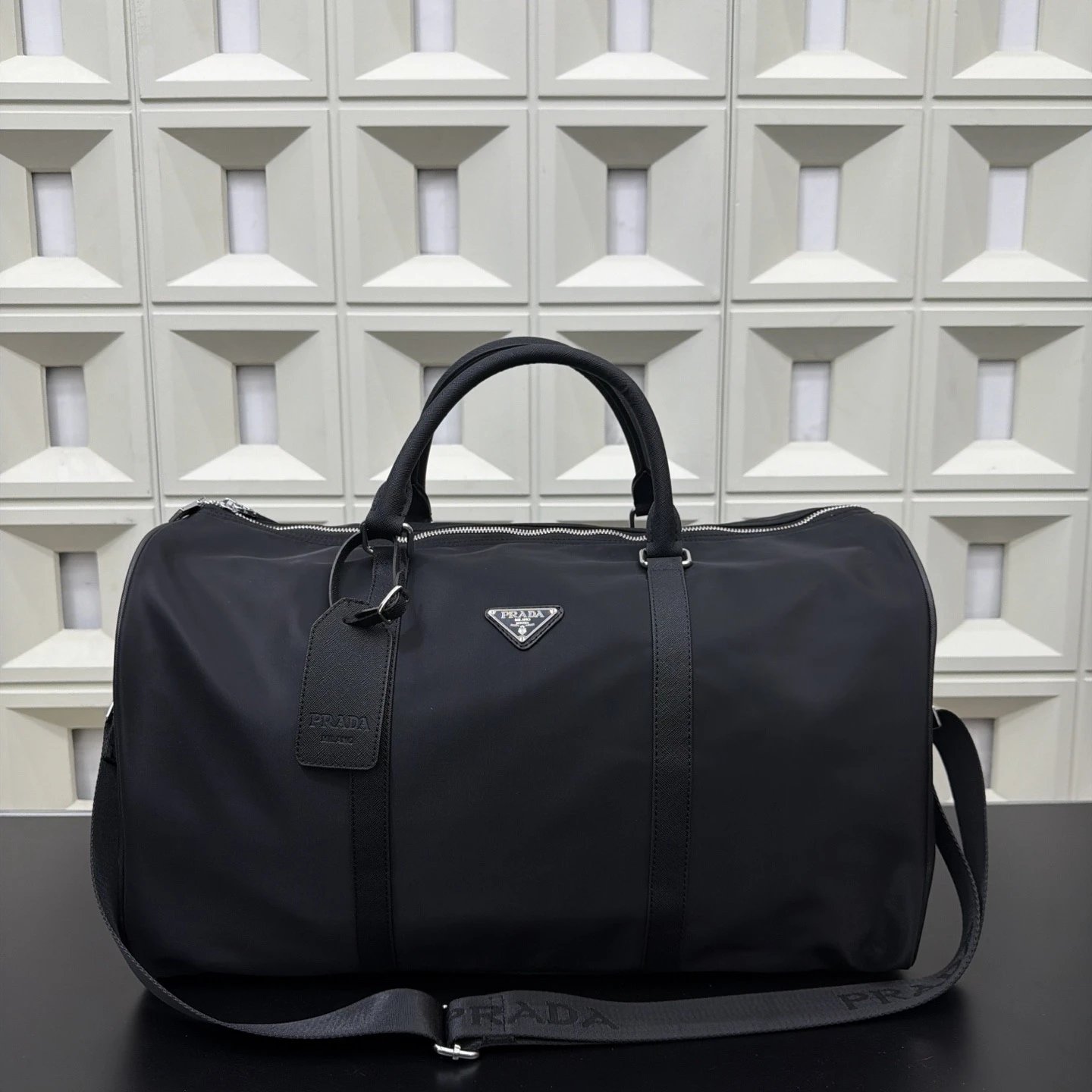 Prada Re-Nylon Duffle Bag Black Travel Bag - 1