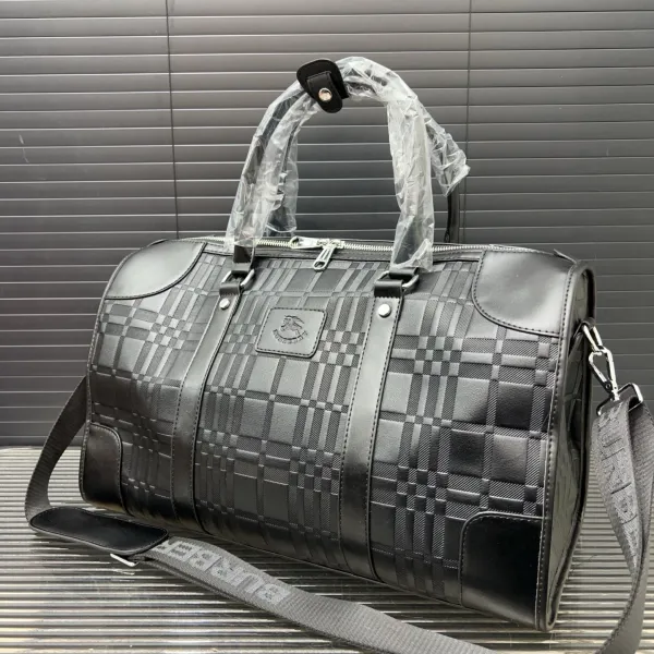 Burberry Check-Embossed Duffle Bag Black Travel Bag - 1