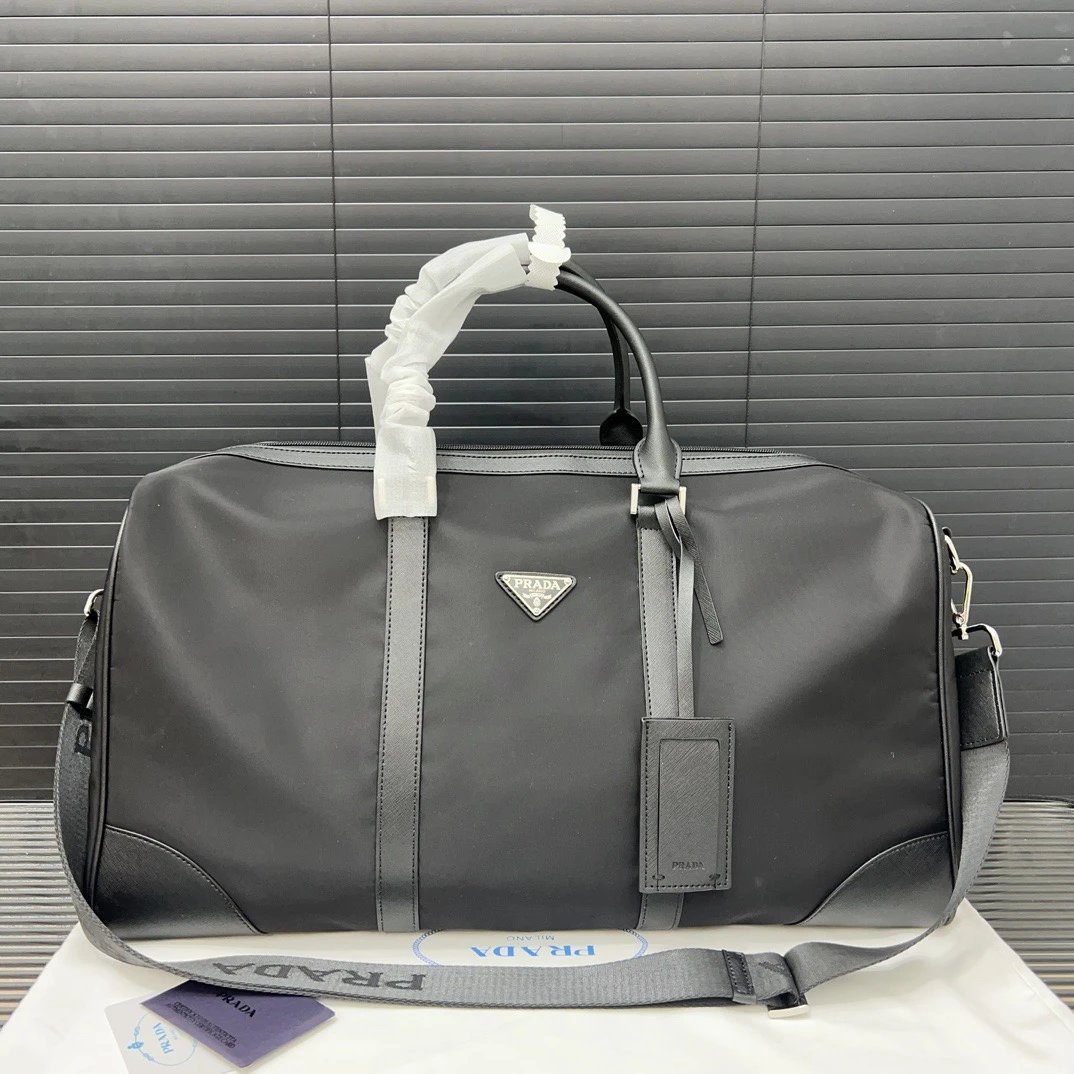 Prada Re-Nylon Duffle Bag Gray Travel Bag - 1