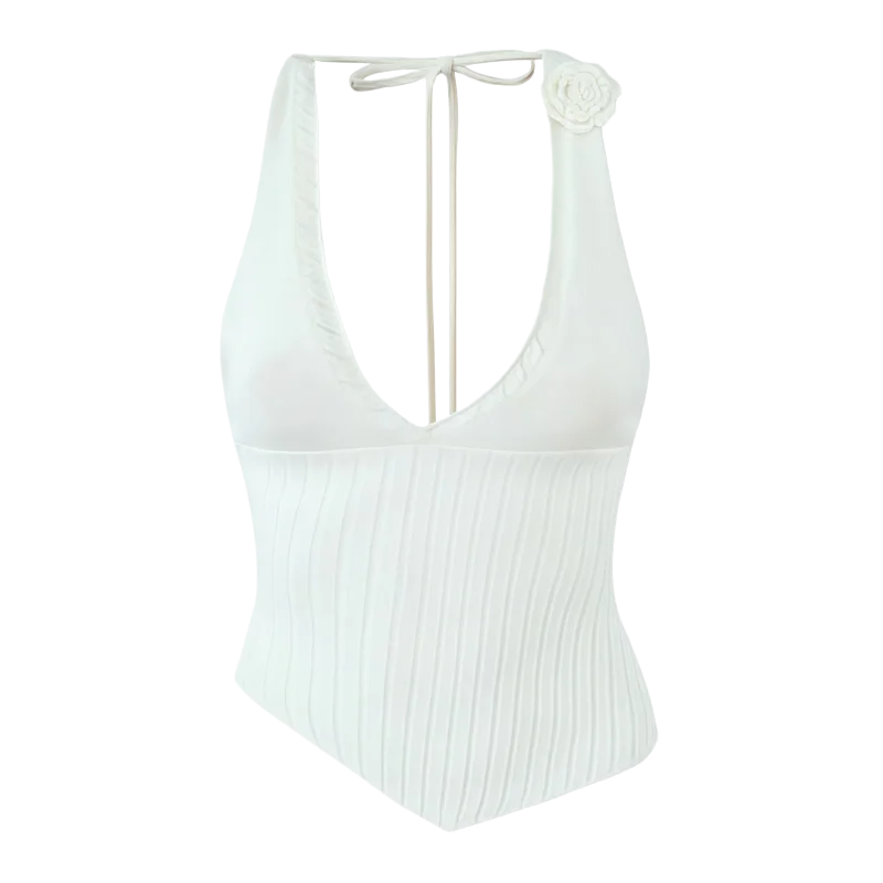 Hollowed-out backless halter top
