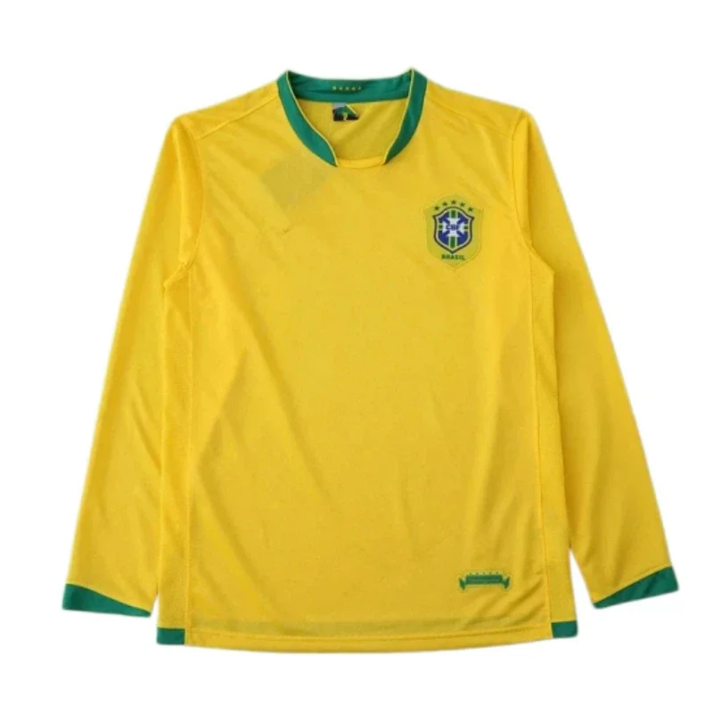 Camiseta Brasil 2006 Local Manga Larga Retro Versión Aficionado