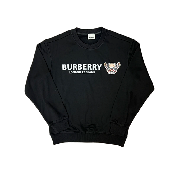DX33-6 New Unisex Casual Bear Print Long Sleeve Crewneck Sweatshirt, Loose Fit Slimming, Hong Kong Style