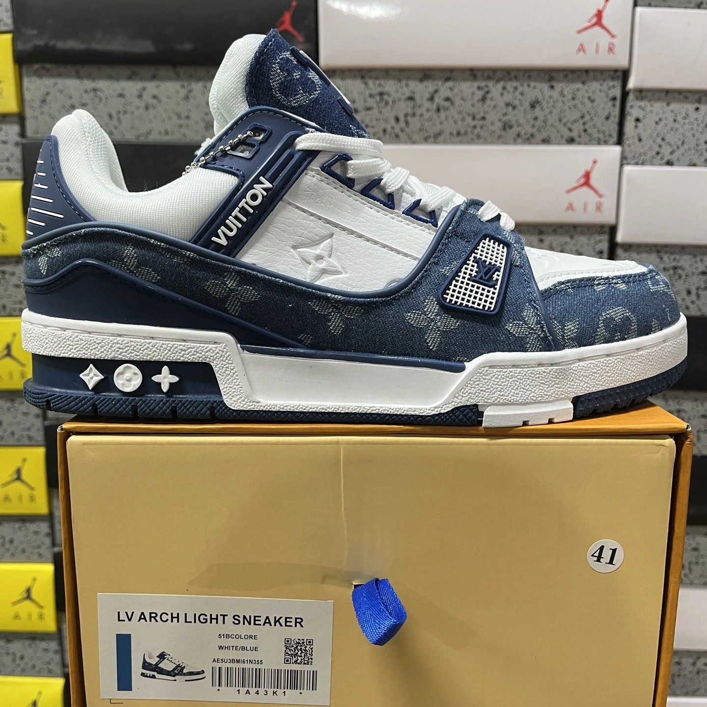 Louis Vuitton Trainer Low Monogram Denim White Blue 1A43K1