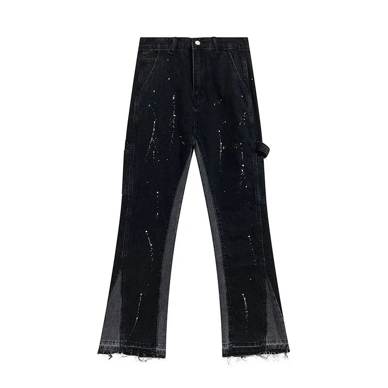 Black Paint-Splatter Denim Jeans