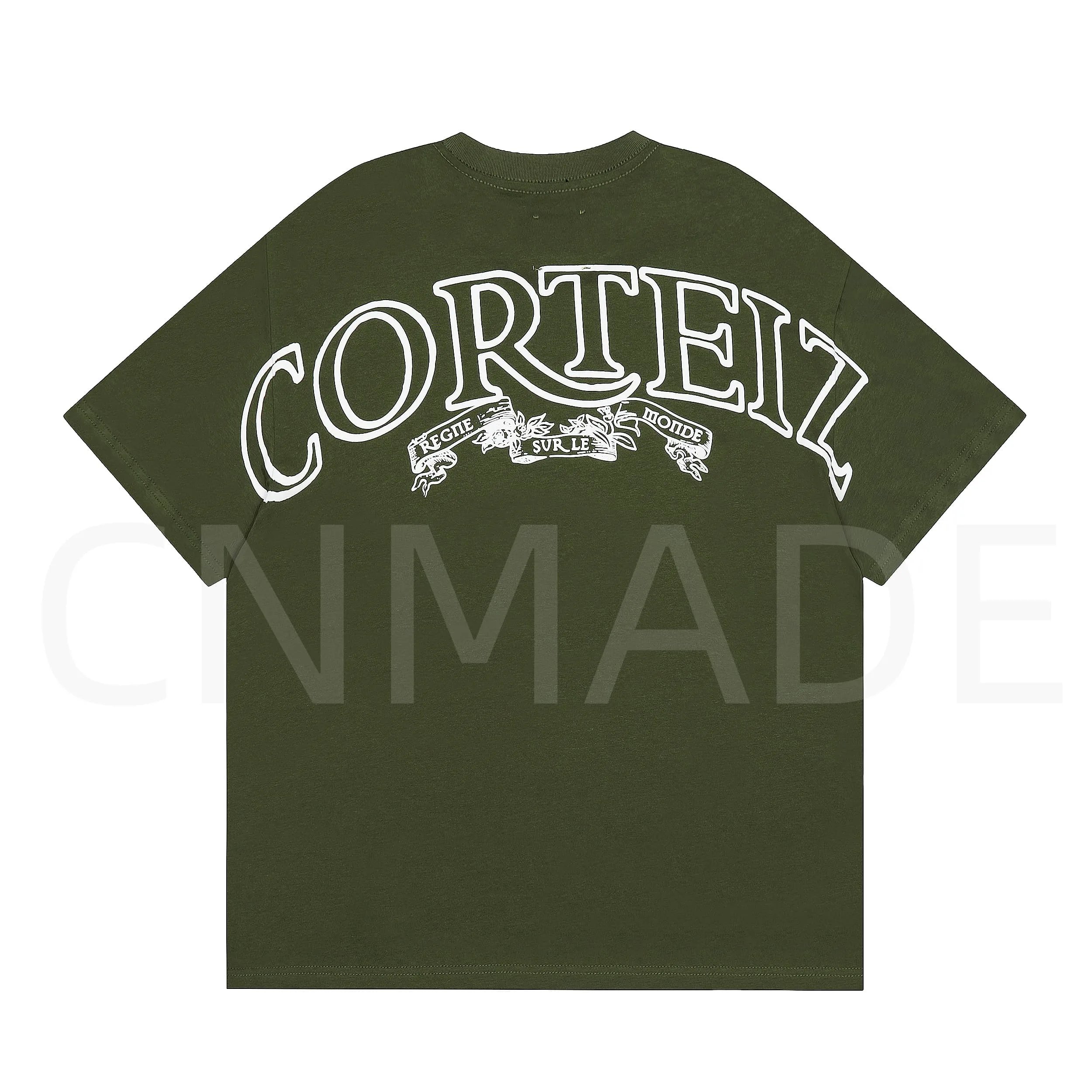 Corteiz T-shirt Arched Logo Banner Olive Green